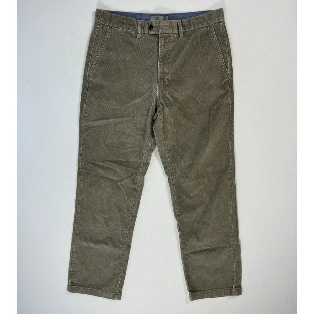 Marks & Spencer Regular Mens 34x31 Corduroy Pants Stretch Modern Classic Casual